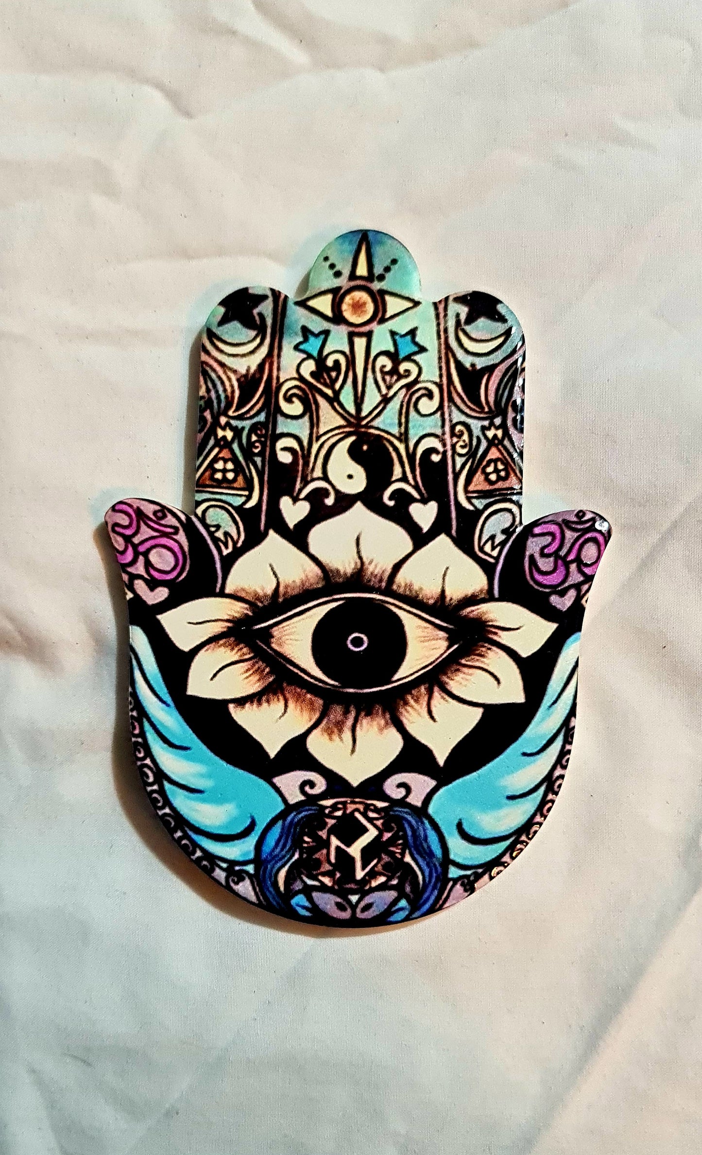 Hamsa hand of fatima ceramic coaster