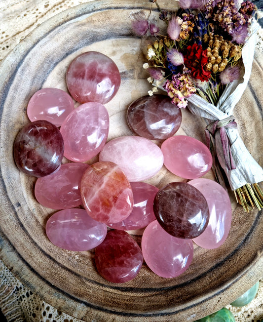 Rose quartz palm stones