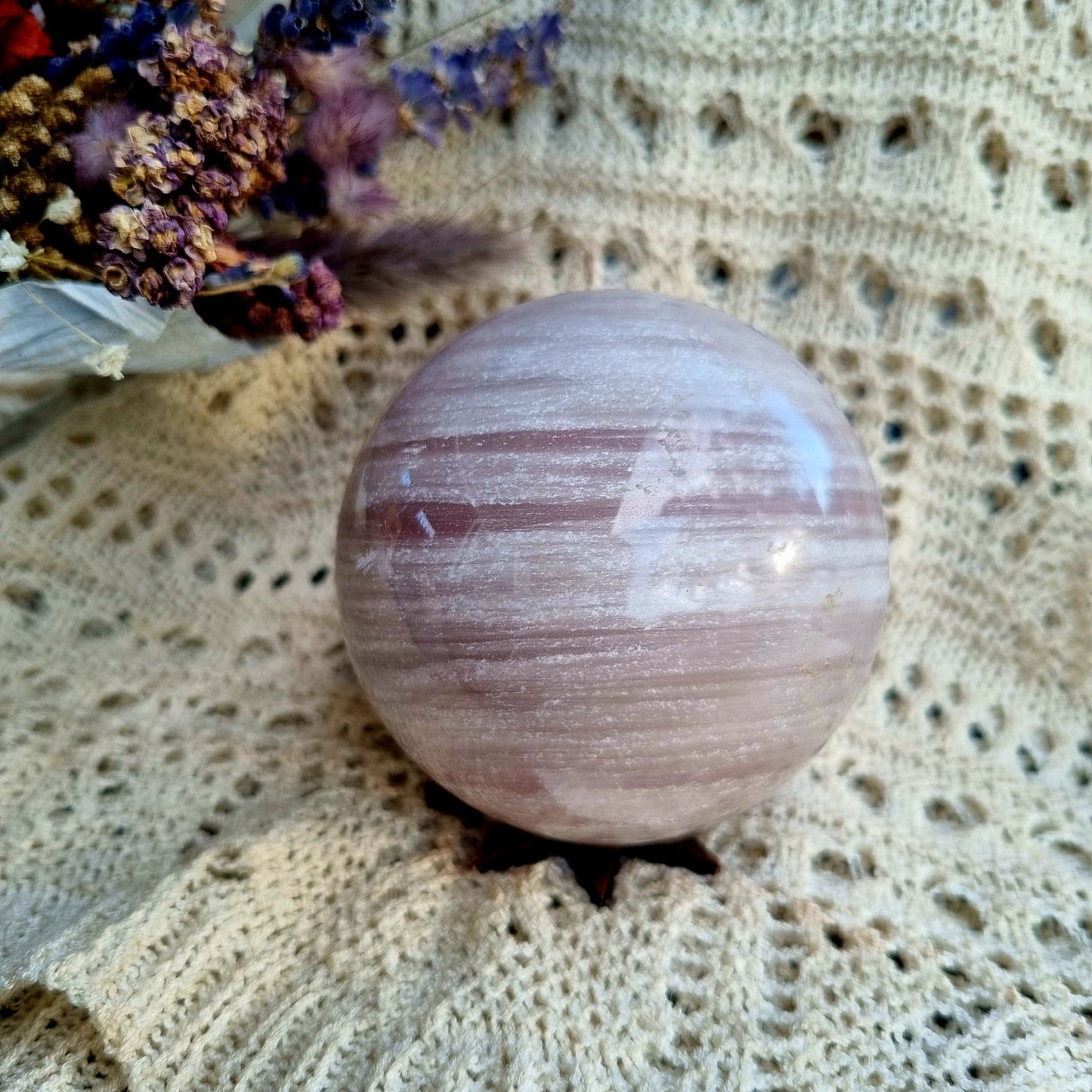 Pink calcite sphere