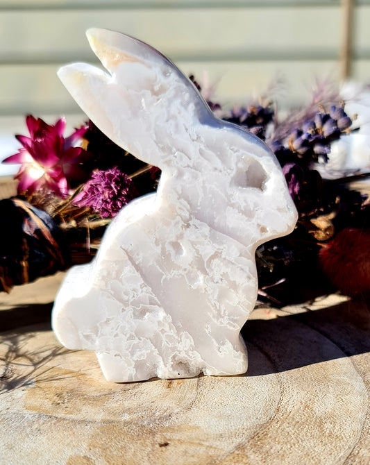 White lace agate bunny