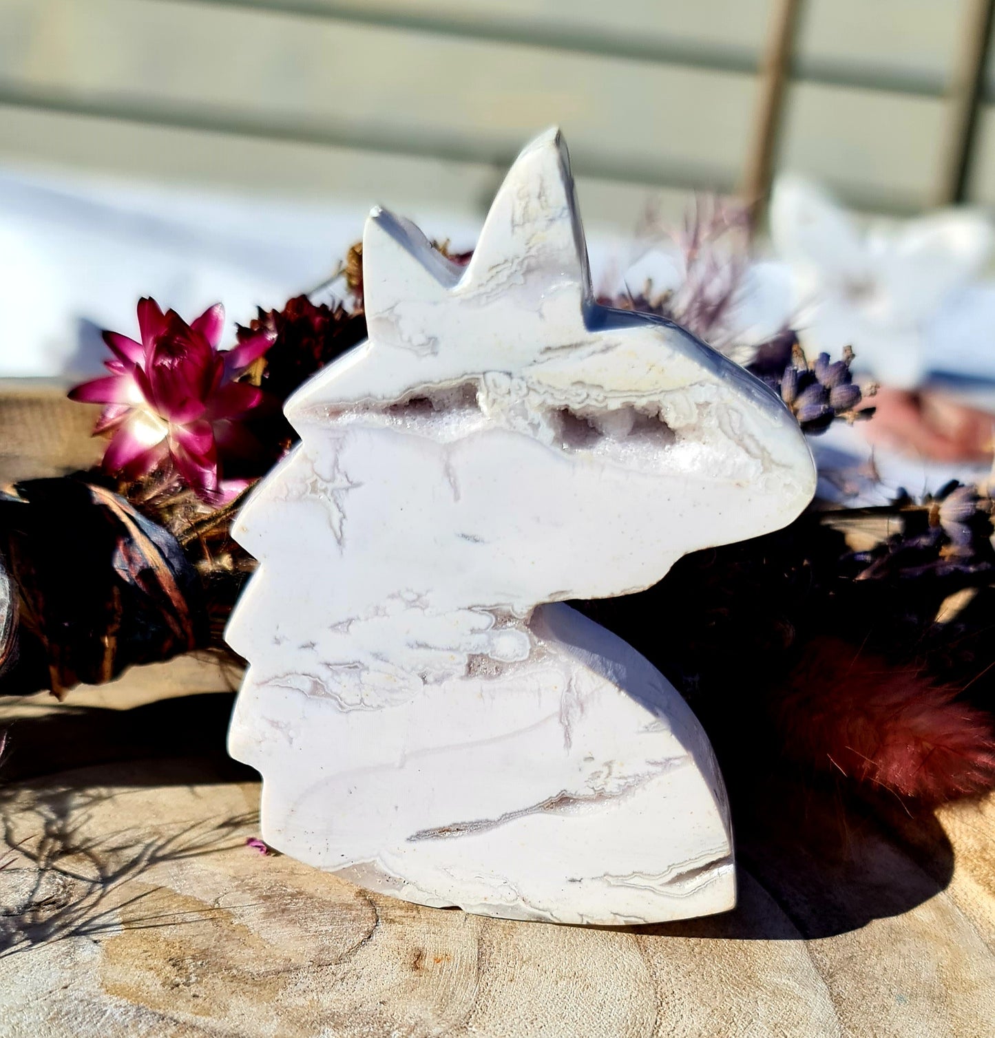 White lace agate unicorn