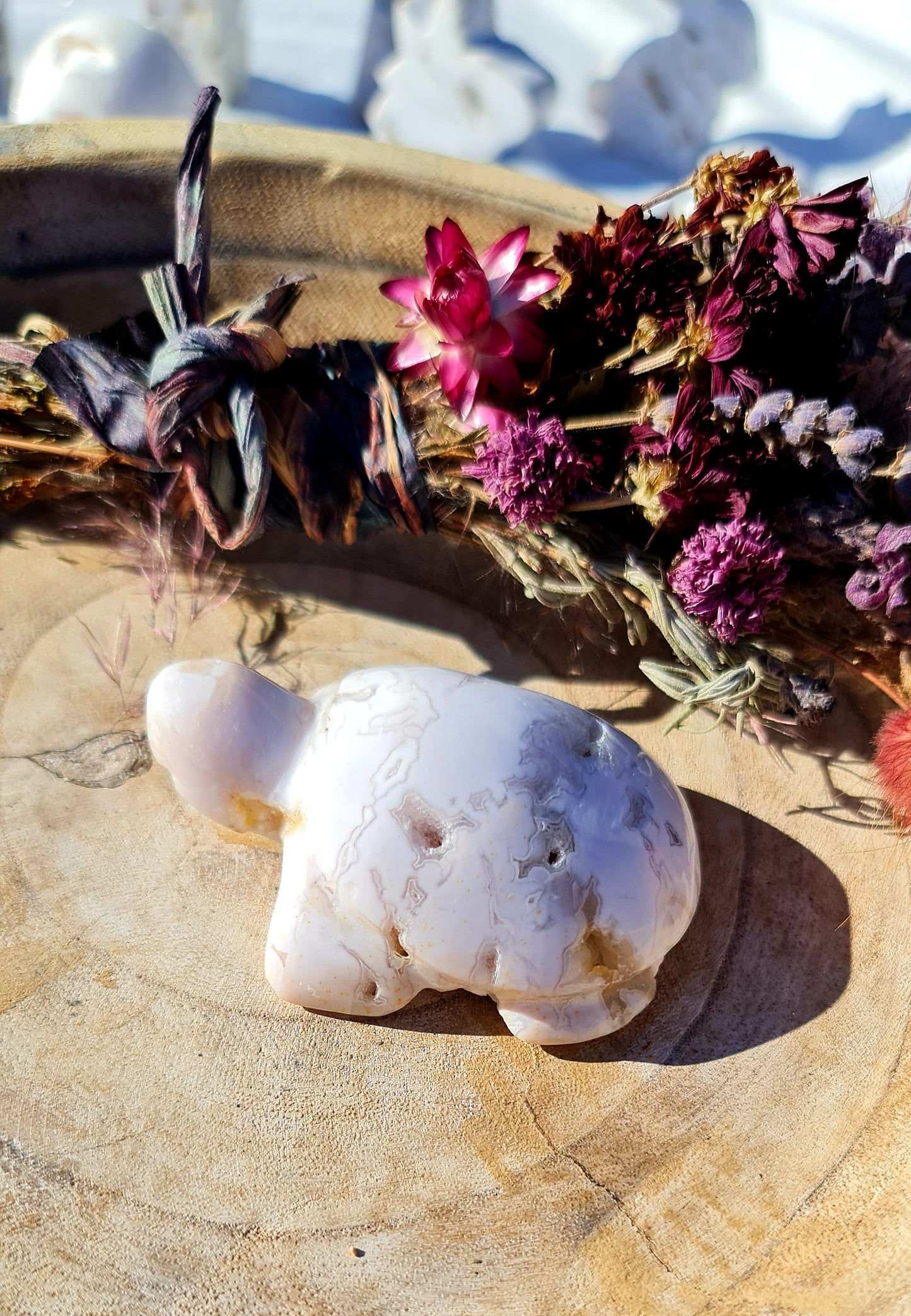 White lace agate turtle