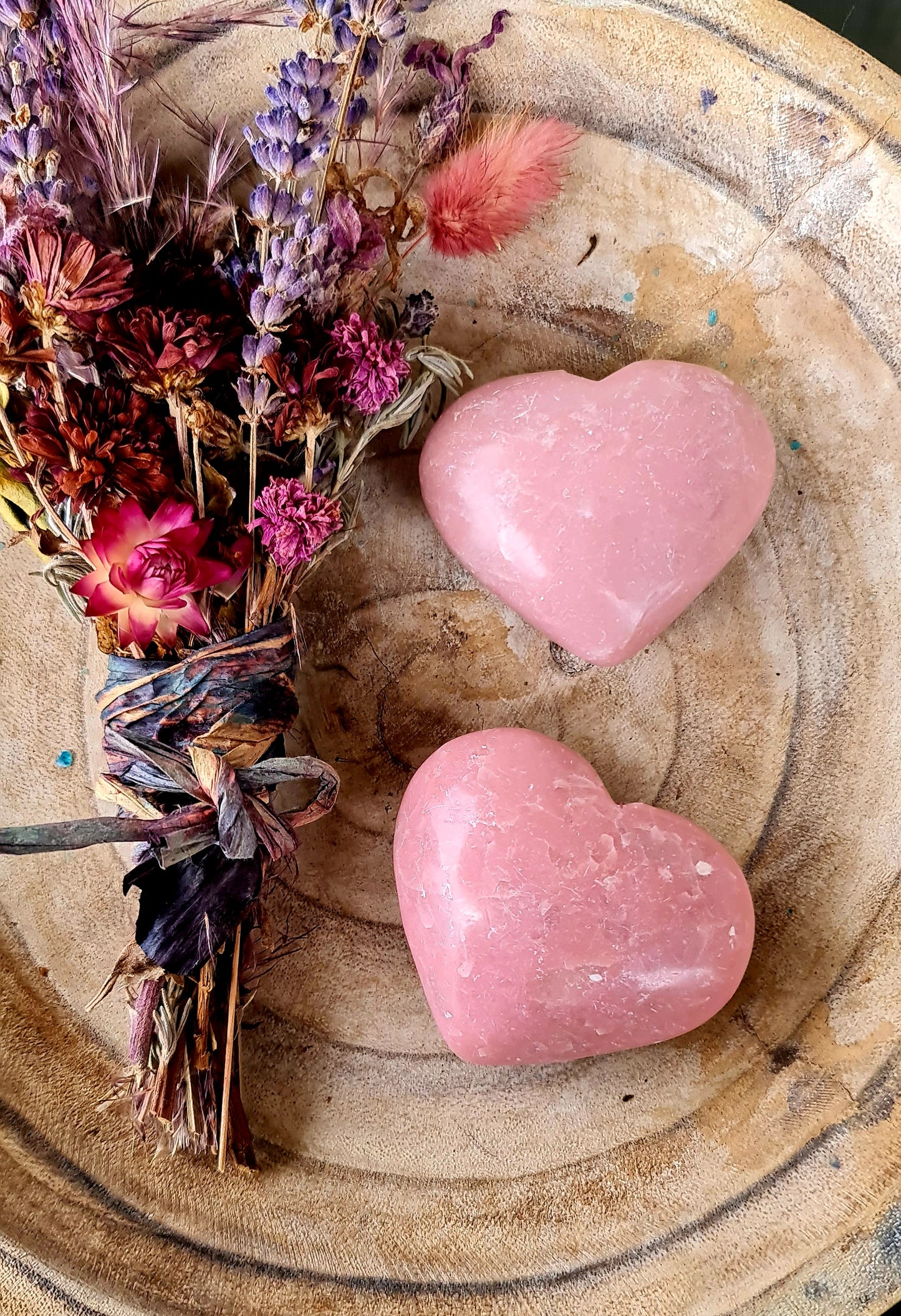 Pink opal heart.