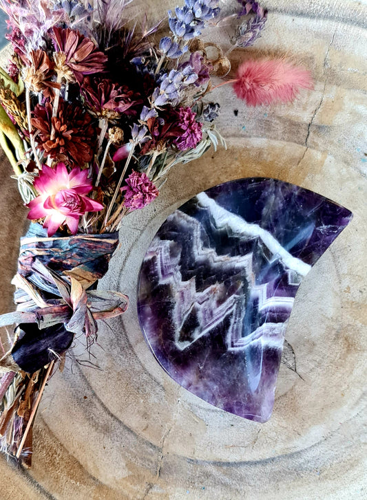 Chevron amethyst moon dish