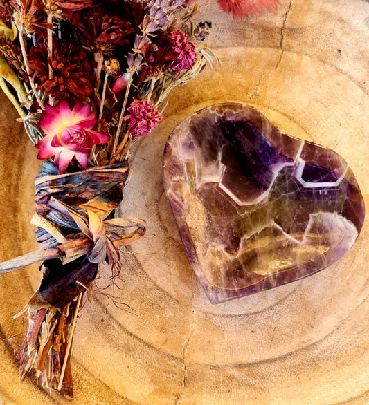 Chevron amethyst heart dish