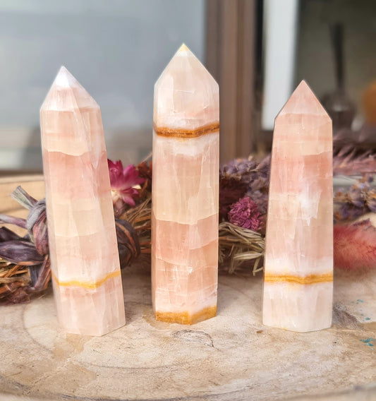 Pink calcite points