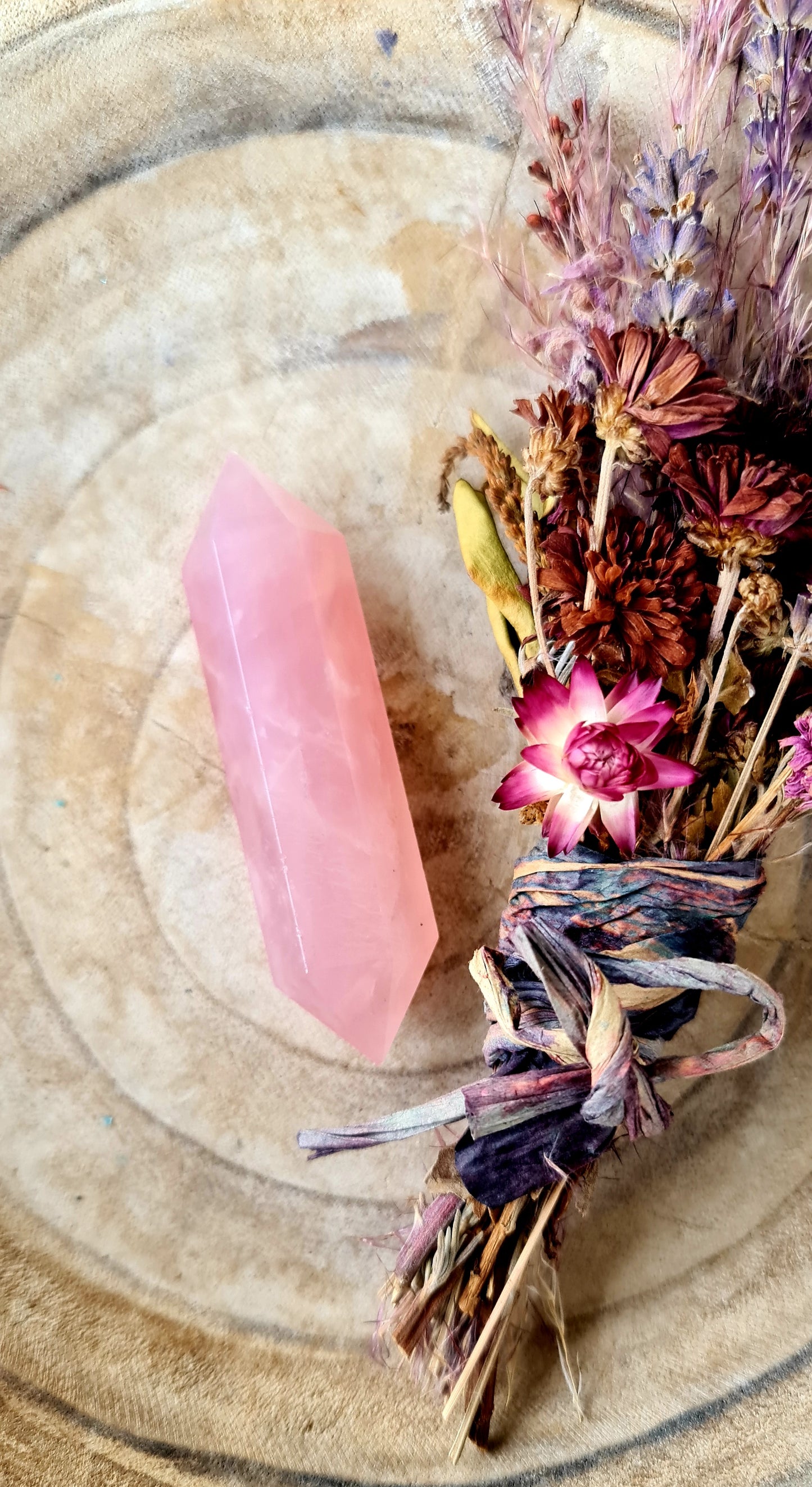 Rose quartz double point