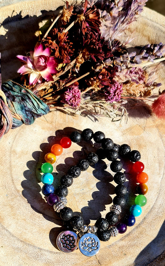 Chakra lava bracelets