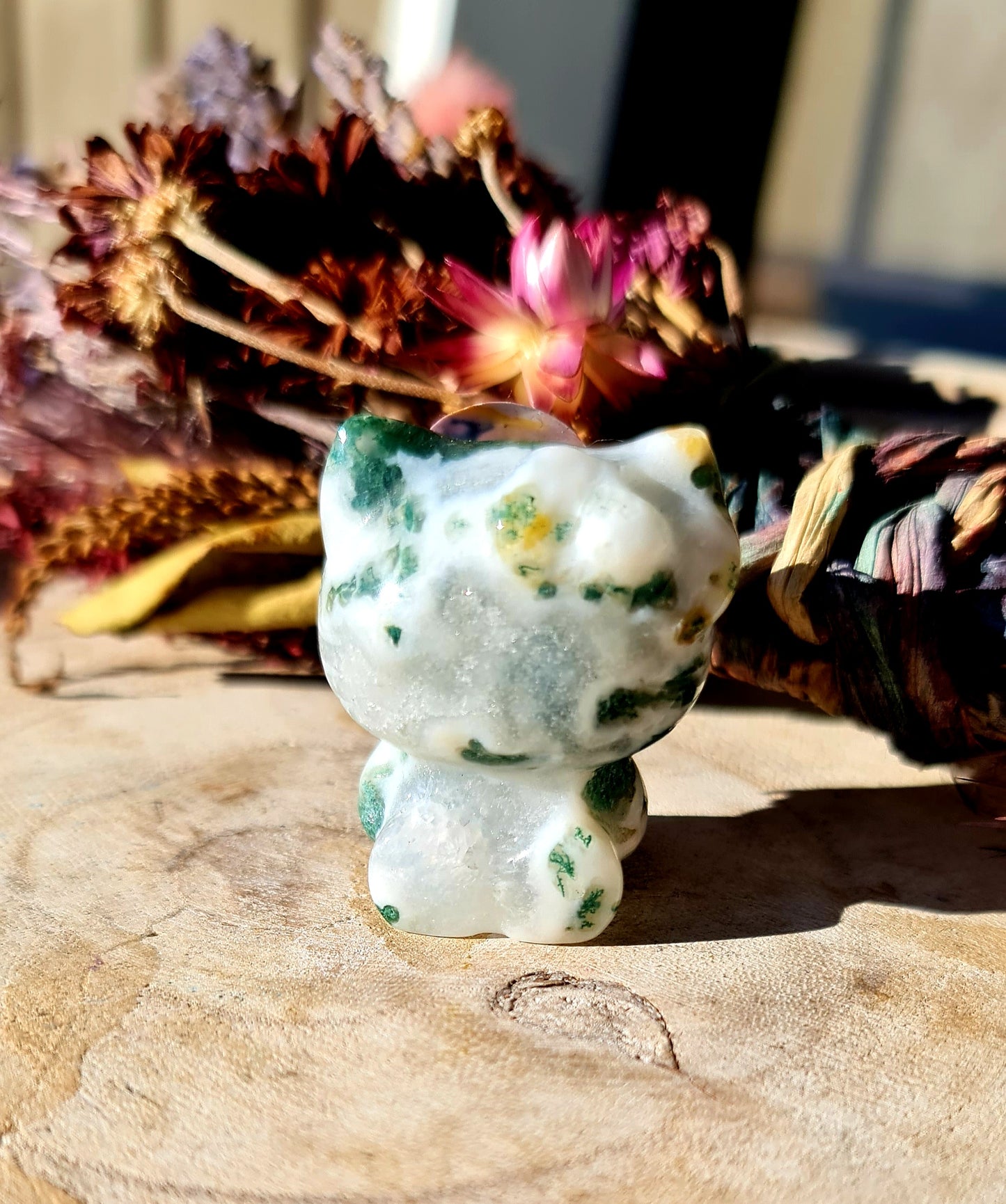 Moss agate hello kitty