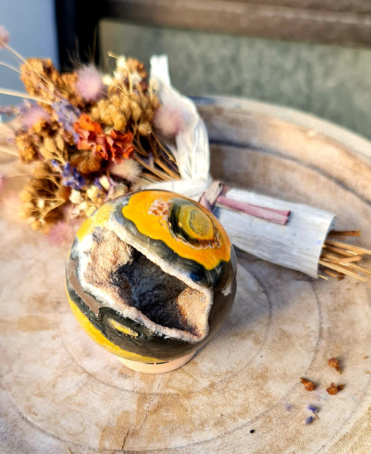 Bumble bee jasper sphere