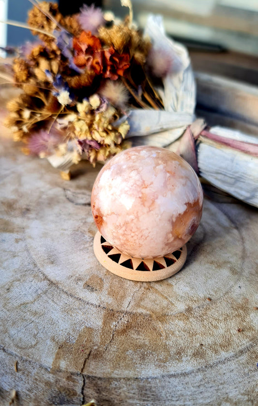 Flower agate sphere