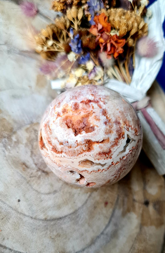 Pink lace agate sphere