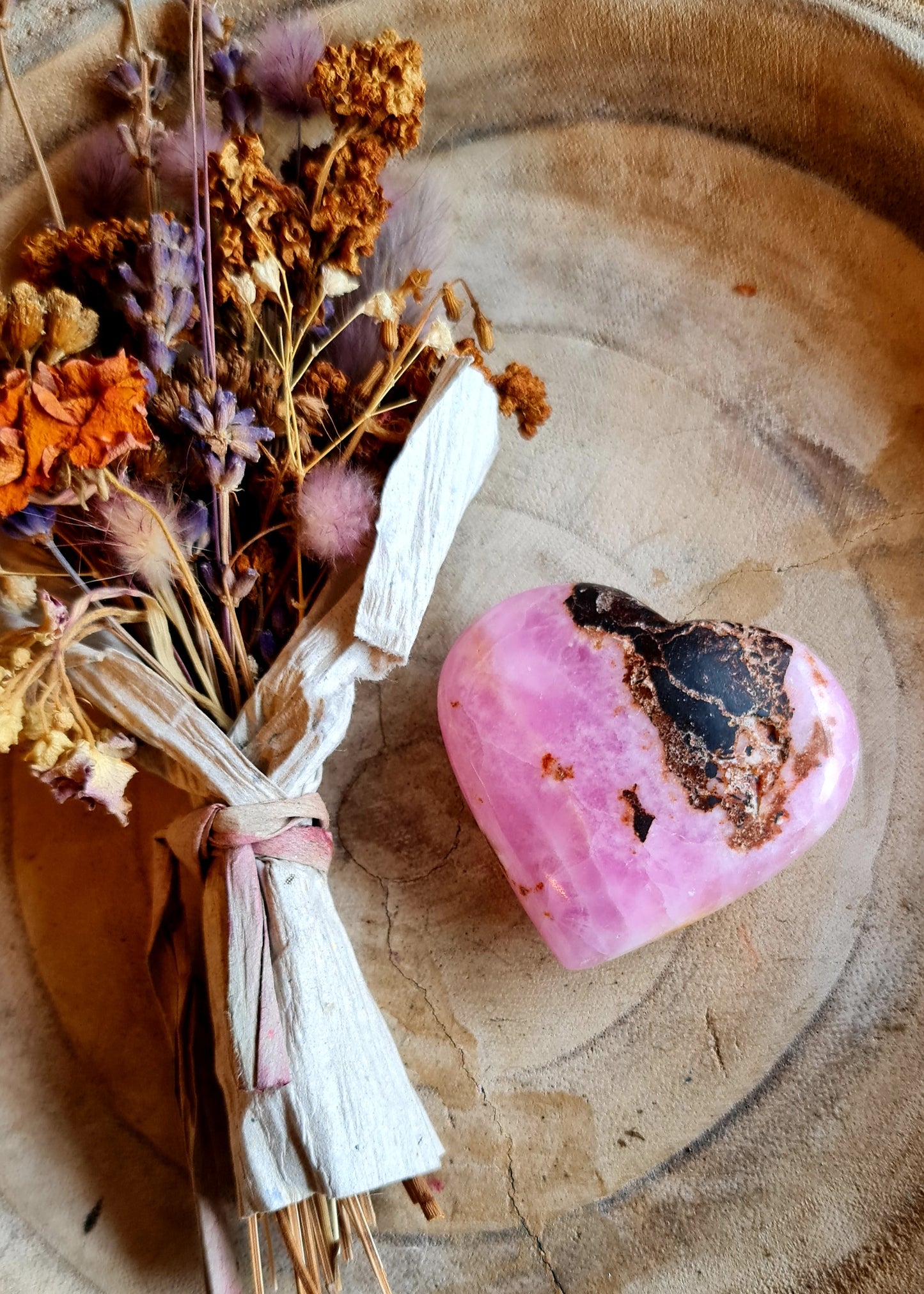 Pink Aragonite druzy heart