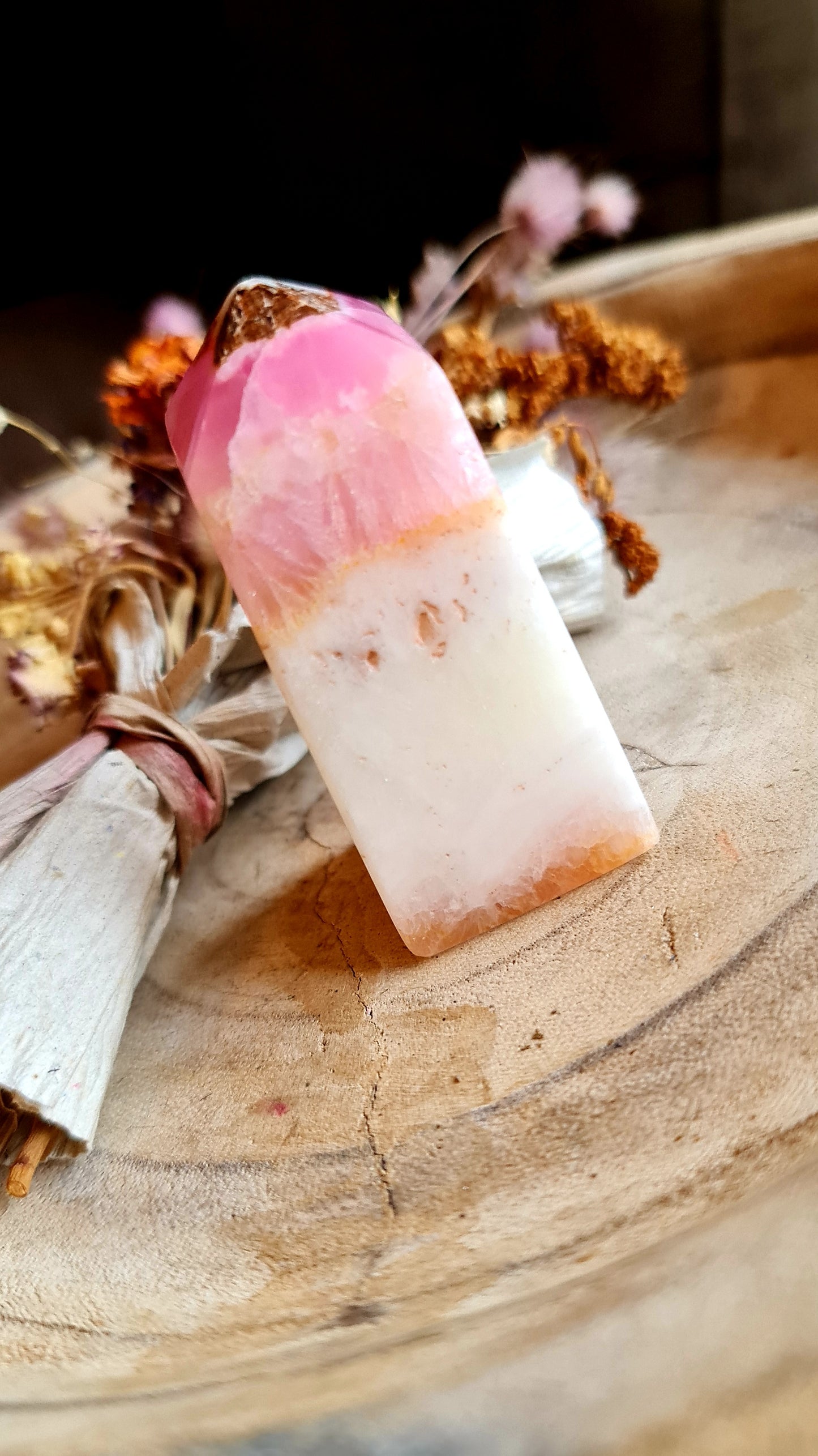 Pink Aragonite point