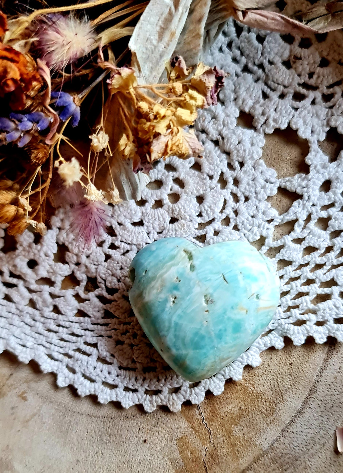 Blue Aragonite heart