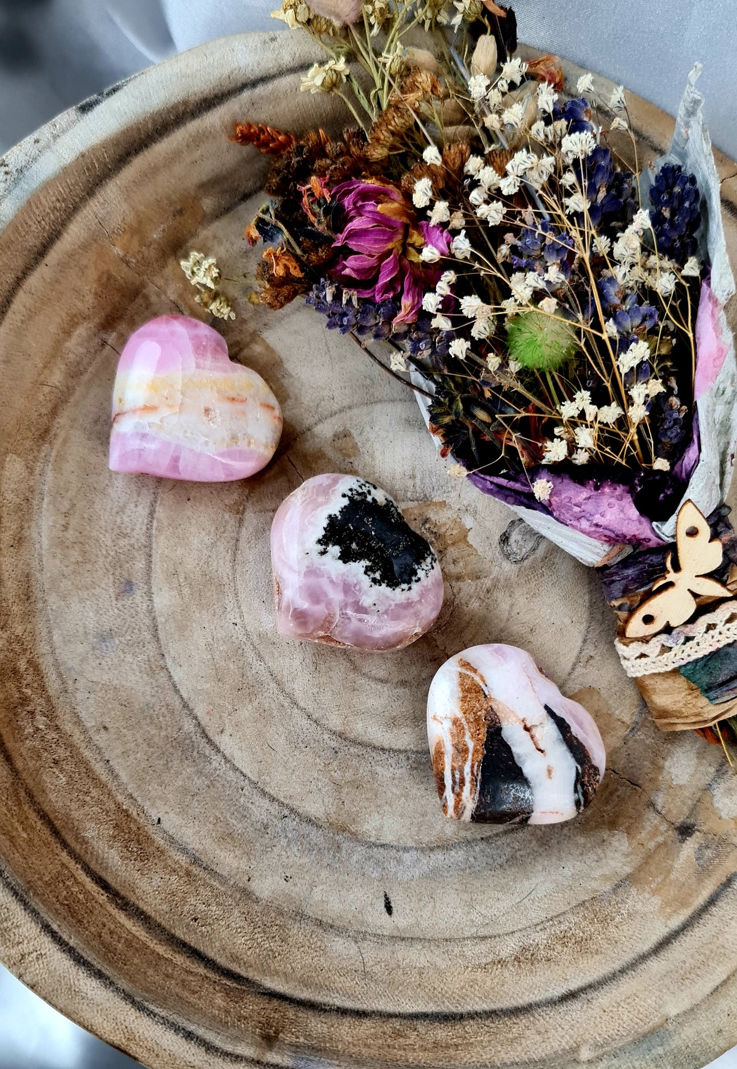 Pink aragonite hearts