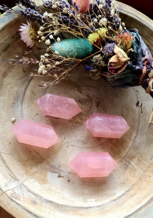 Rose quartz double point