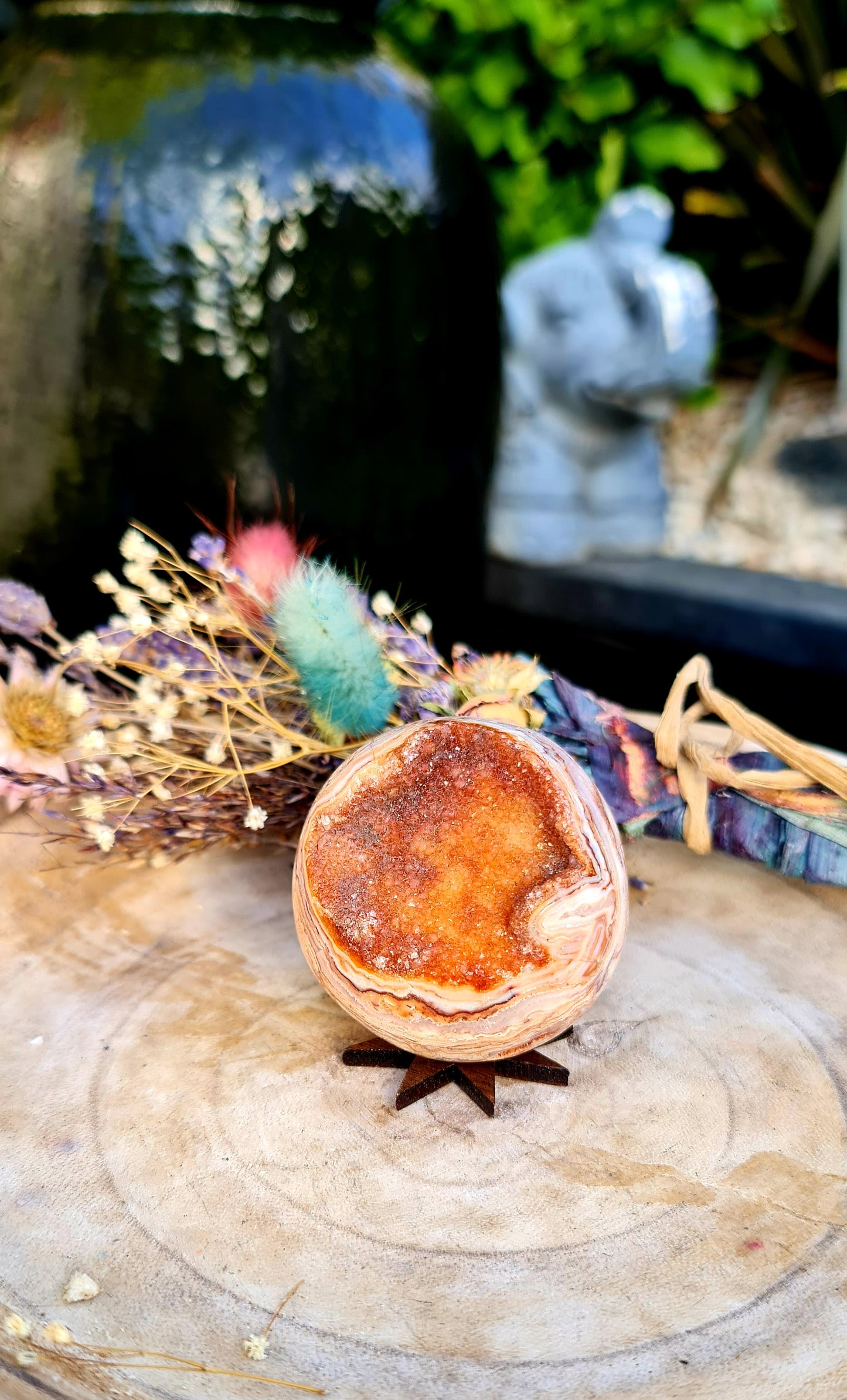 Pink lace agate sphere